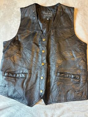 Navarre Leather Company Italian Stone Design Genuine Leather Patchwork Vest Men